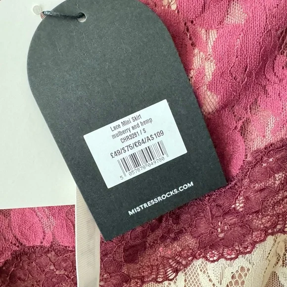 NWT Mistress Rocks Mulberry and Hemp Lace Mini Skirt Small - Picture 8 of 8